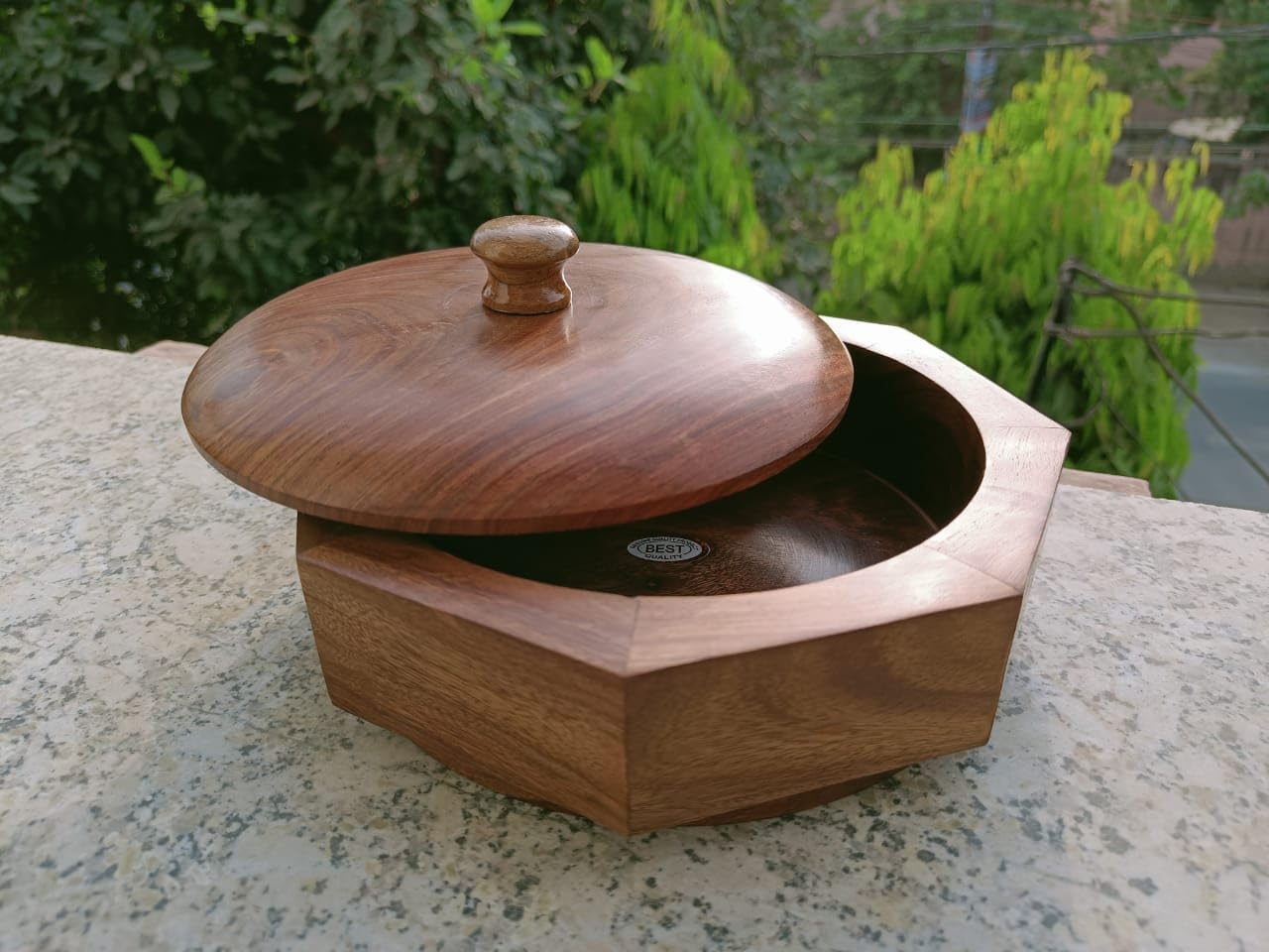 Sheesham Wooden Hexagon Shape Chapati Box/Casserole box/snacks box/gift item